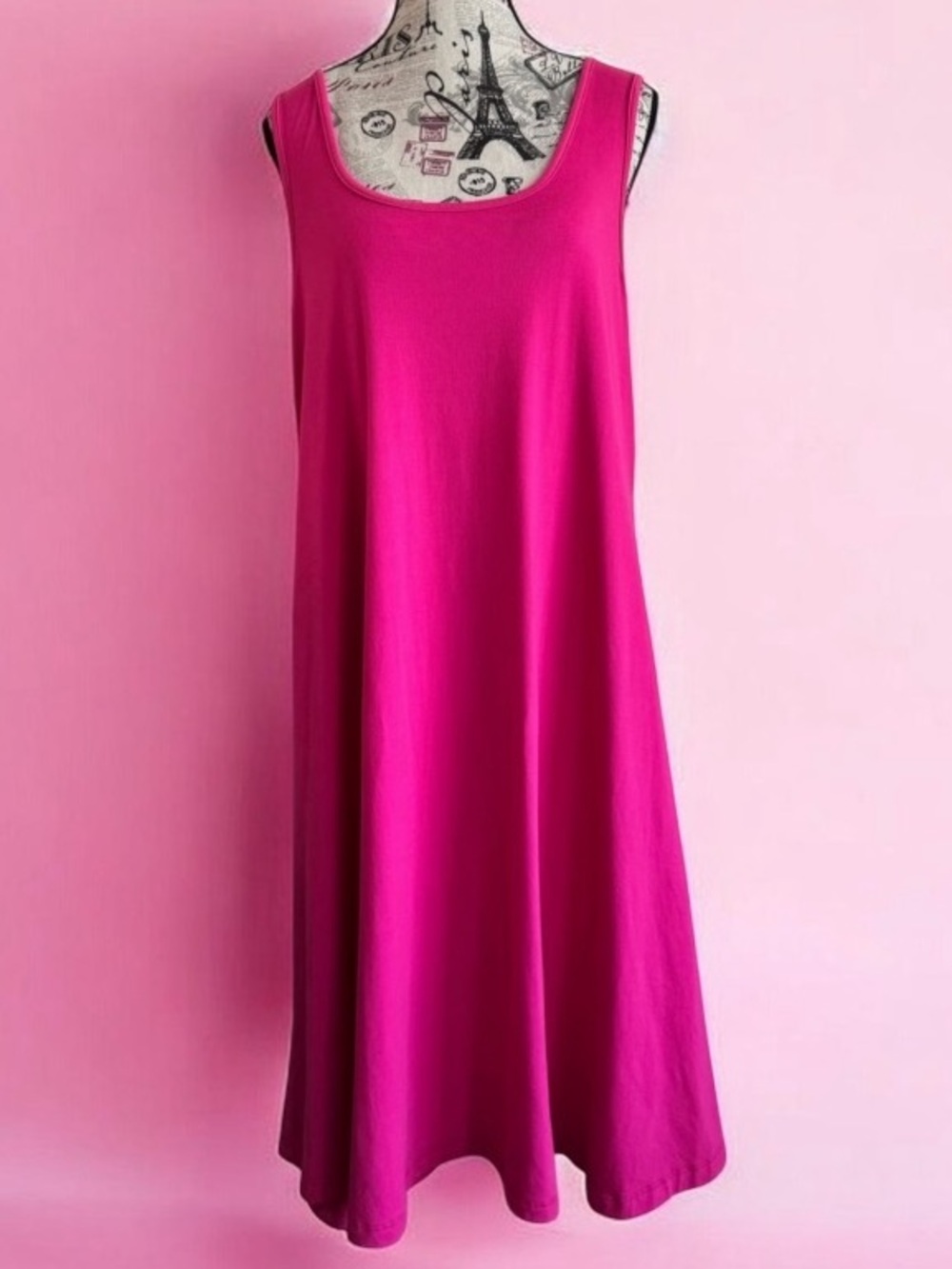 Seven7 Hot Pink Sleeveless Swing Dress Fit Flair Midi Women’s Size 1x